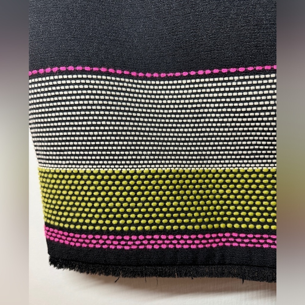 Trina Turk Pencil A Line Textured Cotton Wool Blend Black Pink Striped Skirt 2 - Picture 5 of 13
